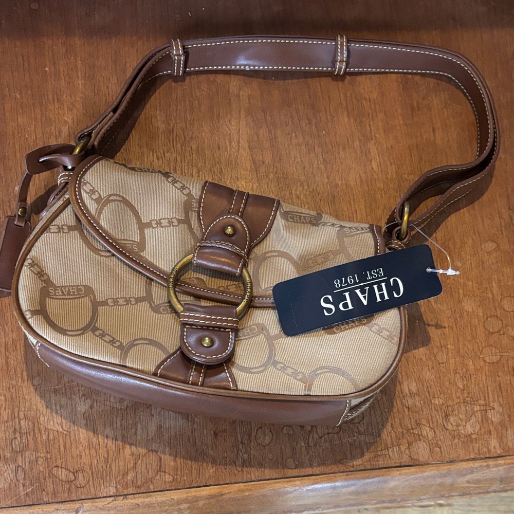 Chaps Tan and Brown Shoulder Bag